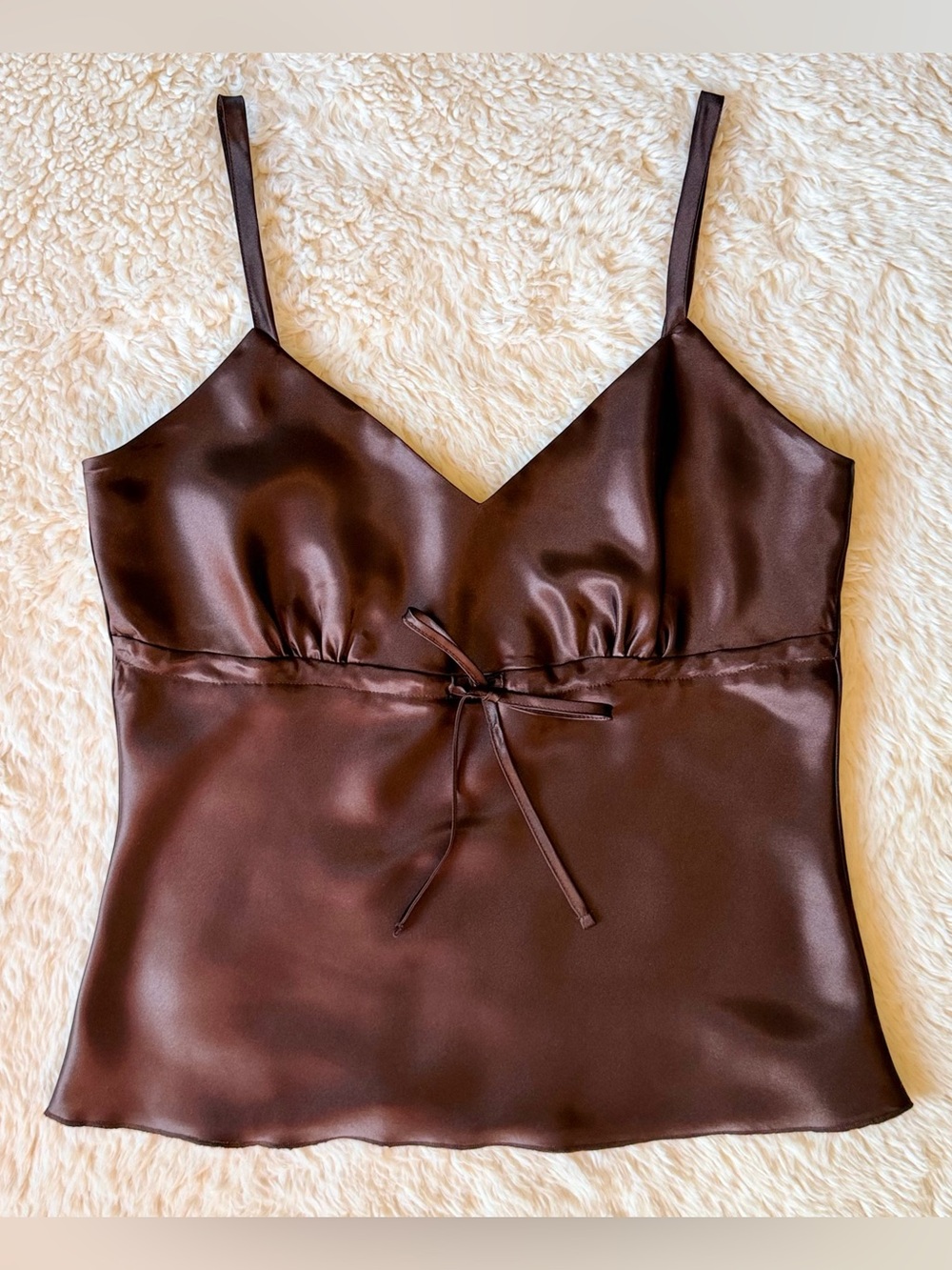 Y2K Vintage Massini Satin Babydoll Cami Drawstring Fairy Balletcore Bow Medium